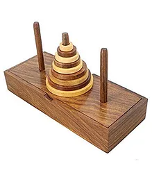 ShrijiCrafts Wooden 9-Rings Tower of Hanoi Puzzle - 10 Pieces