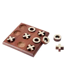ShrijiCrafts Wooden Tic Tac Toe Board Game - Brown