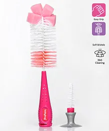 Babyhug 2 In 1 Bottle & Nipple Cleaning Brush - Pink