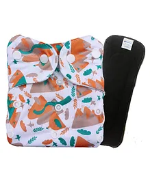 Babymoon Washable & Reusable Cloth Diaper Orange Mountain Print - Multicolor