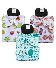Babymoon Reusable Cloth Diaper Cover With 3 Insert Pads - Multicolour