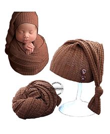 Babymoon Stretchable Wrap & Knotty Cap Photography Props - Brown