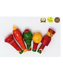 A&A Kreative Box Wooden Whistle Pack of 5 - Multicolor