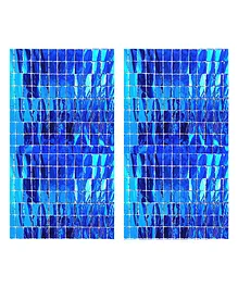 Johra Square Foil Curtains Blue Pack of 2 - Blue
