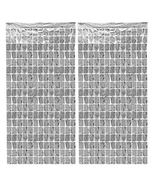 Johra Square Foil Curtain Birthday Decoration Grey - Pack of 2