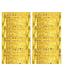 Johra Square Foil Curtain Birthday Decoration Yellow - Pack of 2