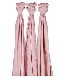 Mi Dulce An'ya Organic Cotton Star Printed Swaddle Wrapper Blush Pink - Set of 3
