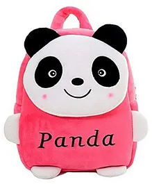 Lychee Bags Velvet Nursery Bag Panda Design Pink - 14 Inches