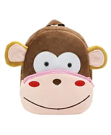 Lychee Bags Velvet Nursery Bag Monkey Design Pink Brown - 14 Inches