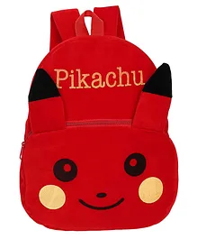 Lychee Bags Velvet Nursery Bag Pikachu Design Red - 14 Inches