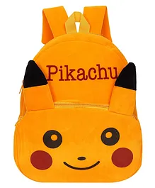 Lychee Bags Velvet Nursery Bag Pikachu Design Orange - 14 Inches
