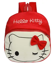 Lychee Bags Velvet Nursery Bag Hello Kitty Design Red - 14 Inches