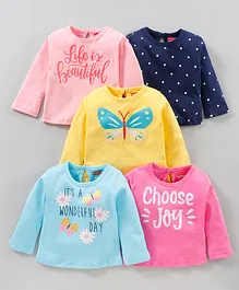 Babyhug Full Sleeves Tops Pack of 5 - Multicolor