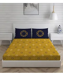 Boutique Living 100% Cotton Double Bedsheet with Pillow Covers - Yellow