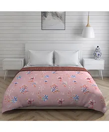 Boutique Living 160 TC 100% Cotton Iris Gaze Reversible Double Bed Comforter Floral Print - Pink