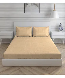 Boutique Living 160 TC 100% Cotton Gauze Double Bedsheet With 2 Pillow Covers Solid Print - Beige