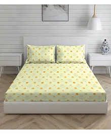 Layers Panchatatva 146 TC 100% Cotton Double Bedsheet With 2 Pillow Covers Sun Print - Yellow