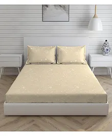Layers Panchatatva 146 TC 100% Cotton Double Bedsheet With 2 Pillow Covers Constellation Print - Beige