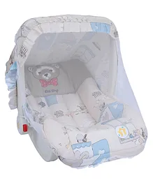 1st Step 5 in 1 Carrycot Cum Rocker With Mosquito Net - Blue & White