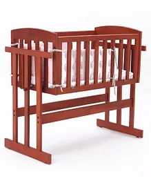 Babyhug Reno Wooden Cradle with Swing Lock - Dark Brown