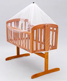 Babyhug Riga Cradle With Mosquito Net - Honey Brown