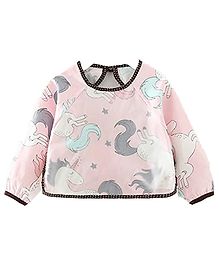 SYGA Unicorn Printed Waterproof Feeding Bib With Sleeves - Pink Blue