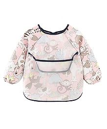 SYGA Animals Printed Waterproof Feeding Bib With Sleeves - Pink Beige