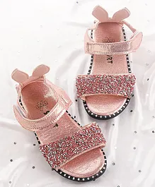 Hoppipola Glitter Detailing Bunny Ears Back Strap Design Party Sandals - Pink