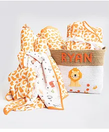 Yellow Doodle Wild & Free Organic Cotton Gift Basket - Orange