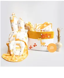 Yellow Doodle Baby Giraffe Organic Gift Basket - Yellow