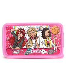 Barbie Lunch Box With Fork Spoon - Pink (Print May Vary)