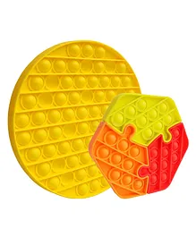 YAMAMA Round & Xexagone Pop it Silicone Fidget Toys Pack of 2 - Multicolor