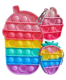 YAMAMA Tumbler Toy & Strawberry and Icecream Shape Keychain Pop it Fidget Toys Big Size Pack of 3 - Multicolor