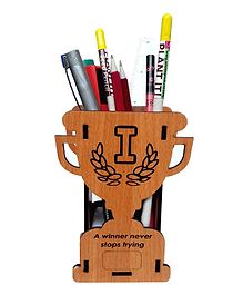 Wissen Wooden Trophy Shape Pen Stand - Brown