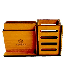 WISSEN Wooden Pen Stand with Coasters - Brown