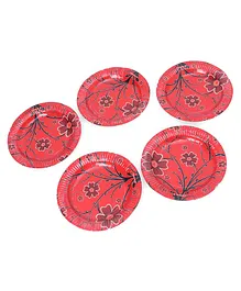 Karmallys Printed Paper Plate Set of 10 Plates - Red