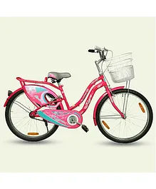 Webby Allwyn Kiara 16T Low Height Bicycle with Graphical Wheel Card, Dual Tone Front Basket, Adjustable Handle Bar, and Full Chain Cover - Multicolour