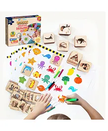 Webby Creative Drawing Wooden Kit 48 Pieces - Multicolour
