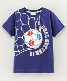 Lazy Bones Half Sleeves T-Shirt Football Print - Blue