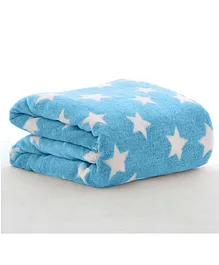 OYO Baby  Premium Reversible Plush Double Layer Blanket Star Print - Sky Blue