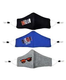 Tiny Bugs Pack Of 3 Cool Dude Printed Mask - Blue Black Grey