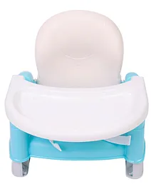 Baby Moo Foldable Feeding Booster Seat With Adjustable Height & Food Tray - Blue