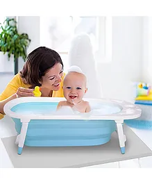 Baby Moo Portable Folding Bath Tub With Drain Plug - Blue