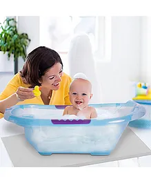 Baby Moo Transparent Bath Tub With Soap Holder And Drain Plug - Blue