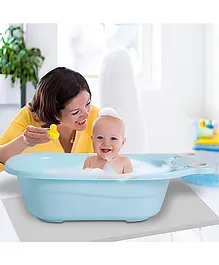 Baby Moo Bath Tub With Bather And Animal Face Drain Plug - Blue 