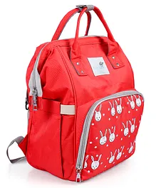 Baby Moo Diaper Bag Maternity Backpack Rabbit Print - Red