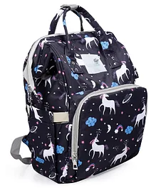 Baby Moo Waterproof Backpack Style Maternity Diaper Bag Unicorn Print - Black