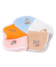 Baby Moo Wash Cloth Muslin Napkins Pack Of 5 - Multicolor