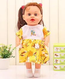 Speedage Fashion Doll Flower Print Yellow - Height 34.5 cm