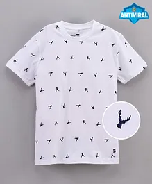 Proteens - Bodycare Half Sleeves T-Shirt Reindeer Print - White